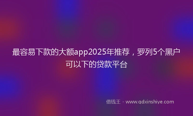 最容易下款的大额app2025年推荐，罗列5个黑户可以下的贷款平台