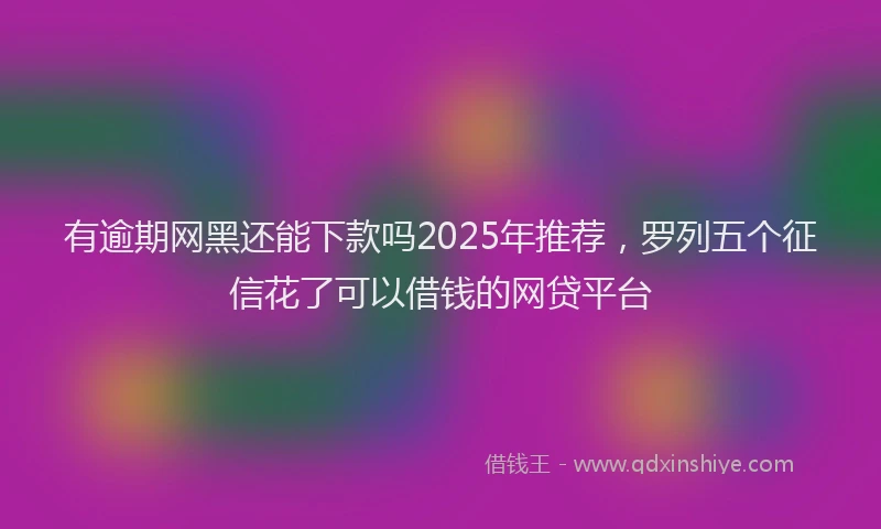 有逾期网黑还能下款吗2025年推荐，罗列五个征信花了可以借钱的网贷平台