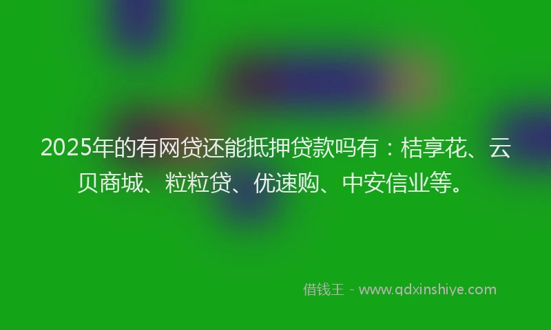 2025年的有网贷还能抵押贷款吗有：桔享花、云贝商城、粒粒贷、优速购、中安信业等。