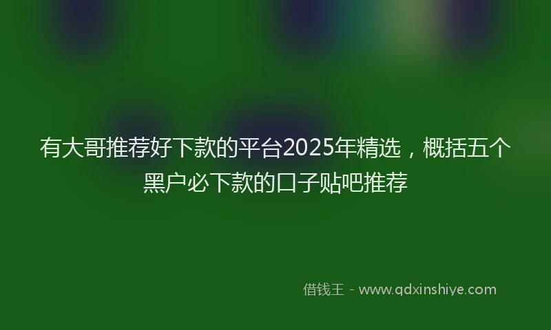 有大哥推荐好下款的平台2025年精选，概括五个黑户必下款的口子贴吧推荐