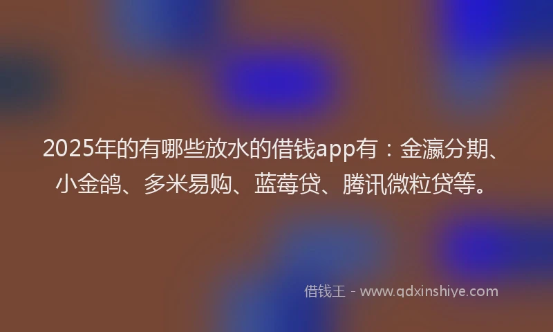 2025年的有哪些放水的借钱app有：金瀛分期、小金鸽、多米易购、蓝莓贷、腾讯微粒贷等。