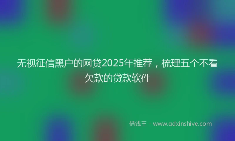 无视征信黑户的网贷2025年推荐，梳理五个不看欠款的贷款软件