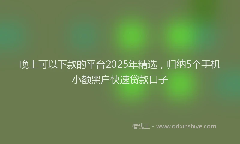 晚上可以下款的平台2025年精选，归纳5个手机小额黑户快速贷款口子