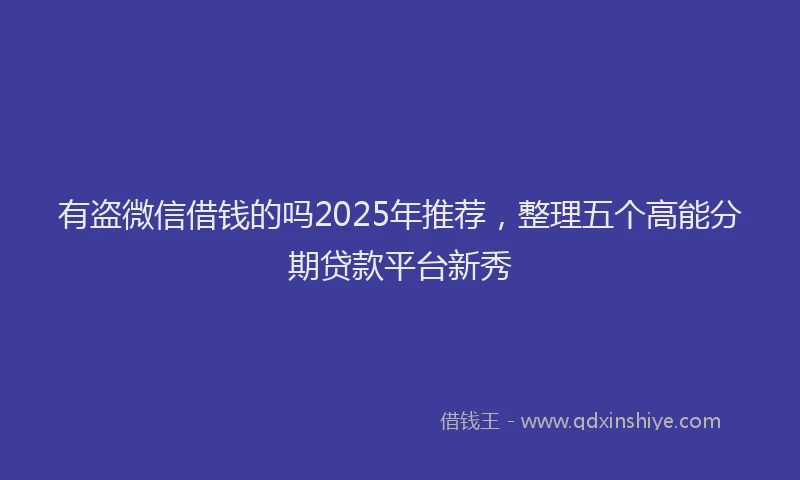 有盗微信借钱的吗2025年推荐，整理五个高能分期贷款平台新秀
