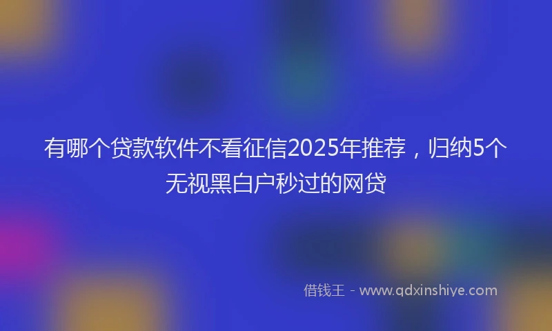 有哪个贷款软件不看征信2025年推荐，归纳5个无视黑白户秒过的网贷