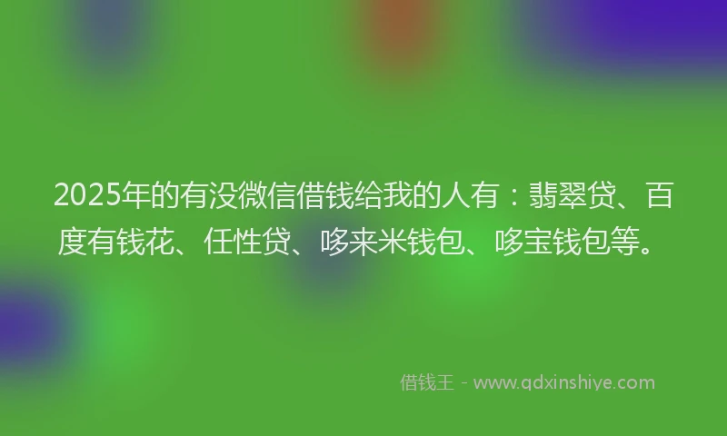 2025年的有没微信借钱给我的人有：翡翠贷、百度有钱花、任性贷、哆来米钱包、哆宝钱包等。