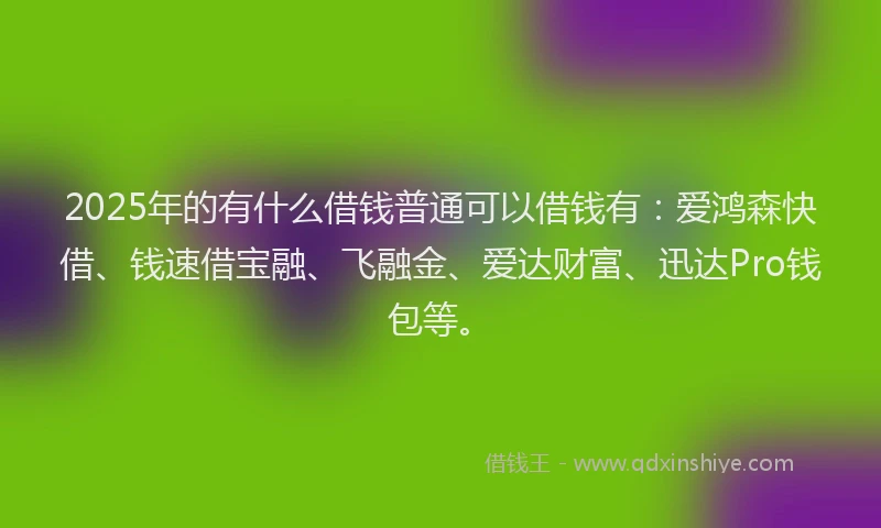 2025年的有什么借钱普通可以借钱有：爱鸿森快借、钱速借宝融、飞融金、爱达财富、迅达Pro钱包等。