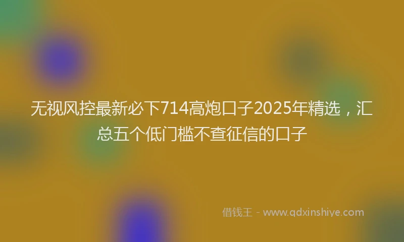 无视风控最新必下714高炮口子2025年精选，汇总五个低门槛不查征信的口子