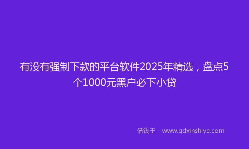 有没有强制下款的平台软件2025年精选，盘点5个1000元黑户必下小贷