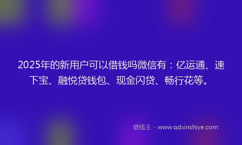2025年的新用户可以借钱吗微信有：亿运通、速下宝、融悦贷钱包、现金闪贷、畅行花等。