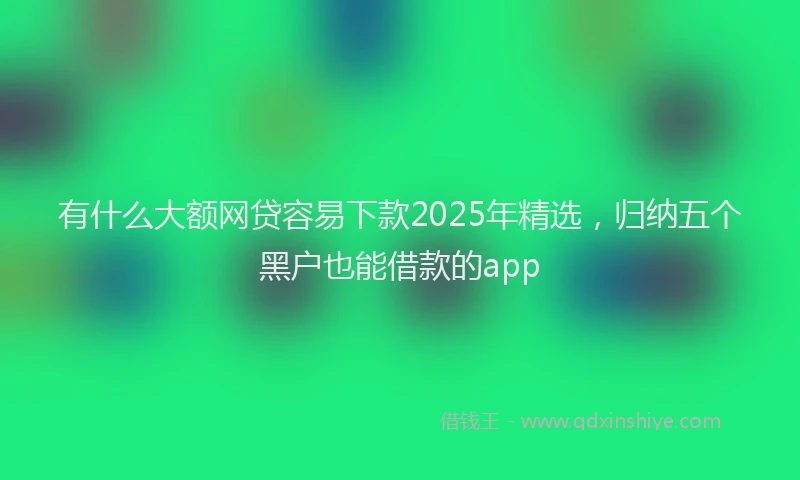 有什么大额网贷容易下款2025年精选，归纳五个黑户也能借款的app