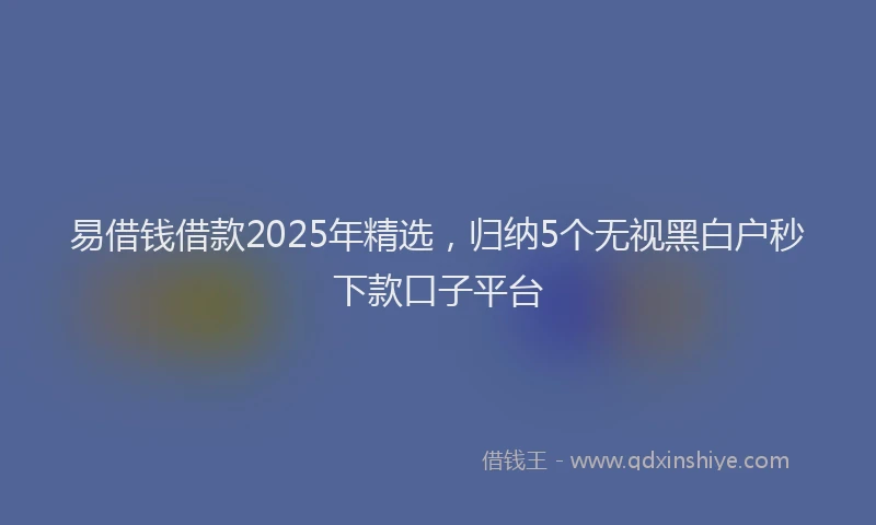 易借钱借款2025年精选，归纳5个无视黑白户秒下款口子平台