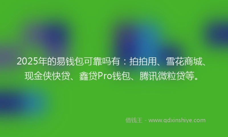2025年的易钱包可靠吗有：拍拍用、雪花商城、现金侠快贷、鑫贷Pro钱包、腾讯微粒贷等。