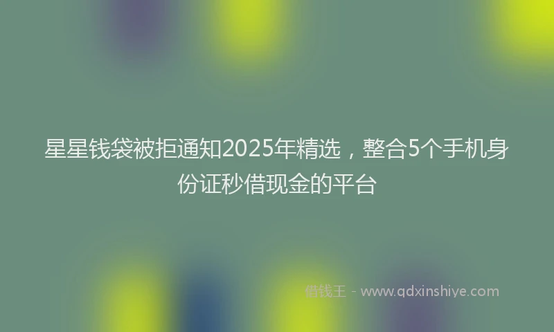 星星钱袋被拒通知2025年精选，整合5个手机身份证秒借现金的平台