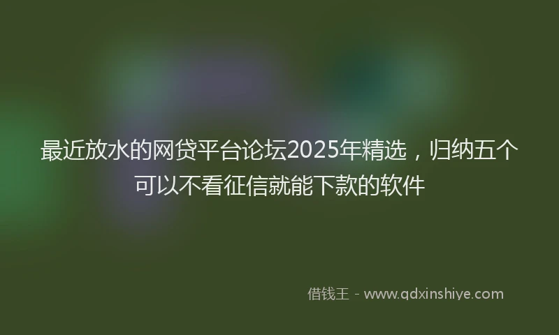 最近放水的网贷平台论坛2025年精选，归纳五个可以不看征信就能下款的软件