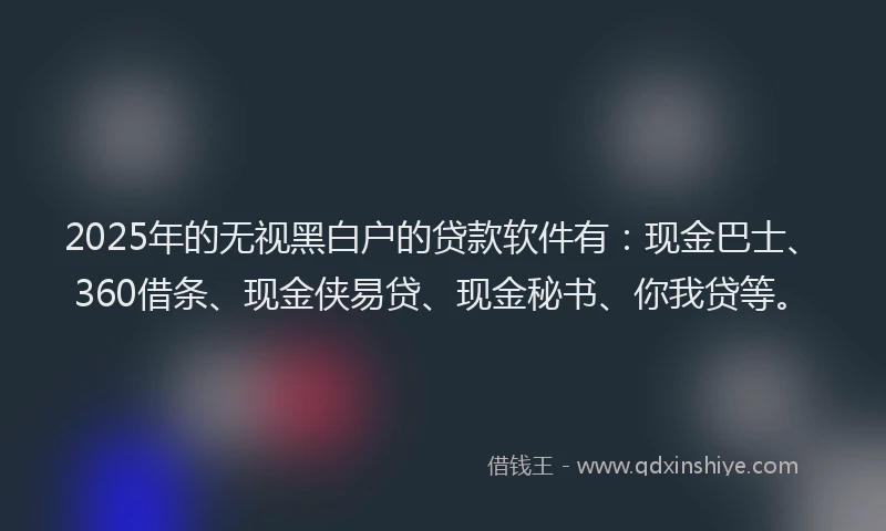 2025年的无视黑白户的贷款软件有：现金巴士、360借条、现金侠易贷、现金秘书、你我贷等。