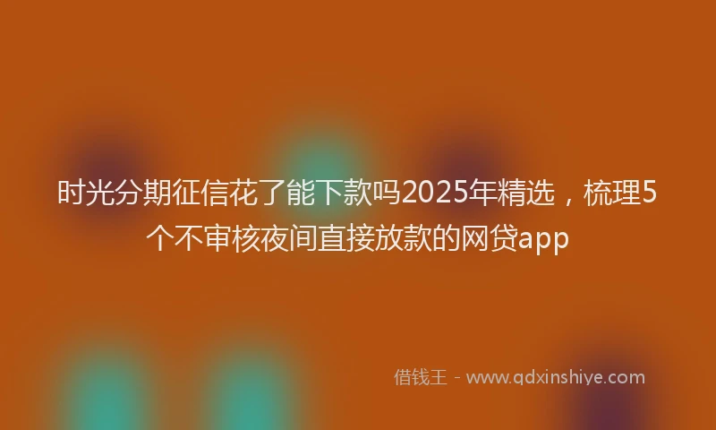 时光分期征信花了能下款吗2025年精选，梳理5个不审核夜间直接放款的网贷app