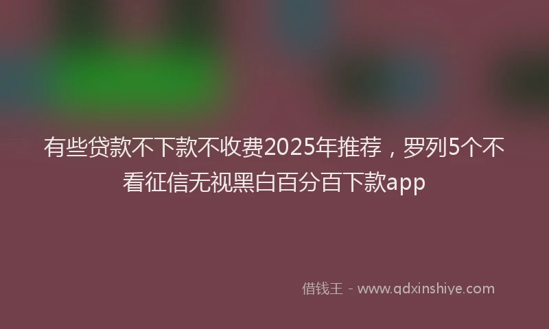 有些贷款不下款不收费2025年推荐，罗列5个不看征信无视黑白百分百下款app