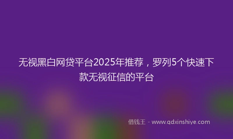 无视黑白网贷平台2025年推荐，罗列5个快速下款无视征信的平台