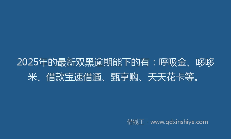 2025年的最新双黑逾期能下的有：呼吸金、哆哆米、借款宝速借通、甄享购、天天花卡等。