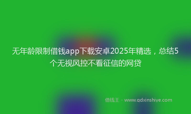 无年龄限制借钱app下载安卓2025年精选，总结5个无视风控不看征信的网贷