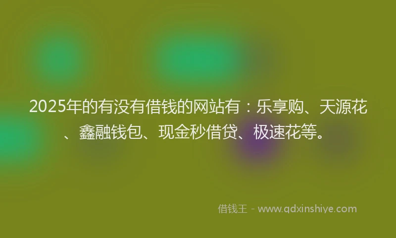 2025年的有没有借钱的网站有：乐享购、天源花、鑫融钱包、现金秒借贷、极速花等。
