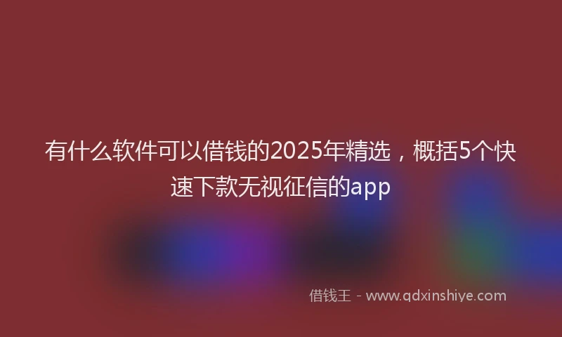 有什么软件可以借钱的2025年精选，概括5个快速下款无视征信的app