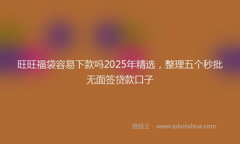 旺旺福袋容易下款吗2025年精选，整理五个秒批无面签贷款口子
