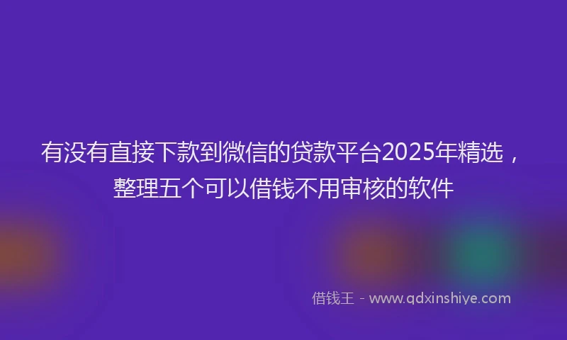 有没有直接下款到微信的贷款平台2025年精选，整理五个可以借钱不用审核的软件