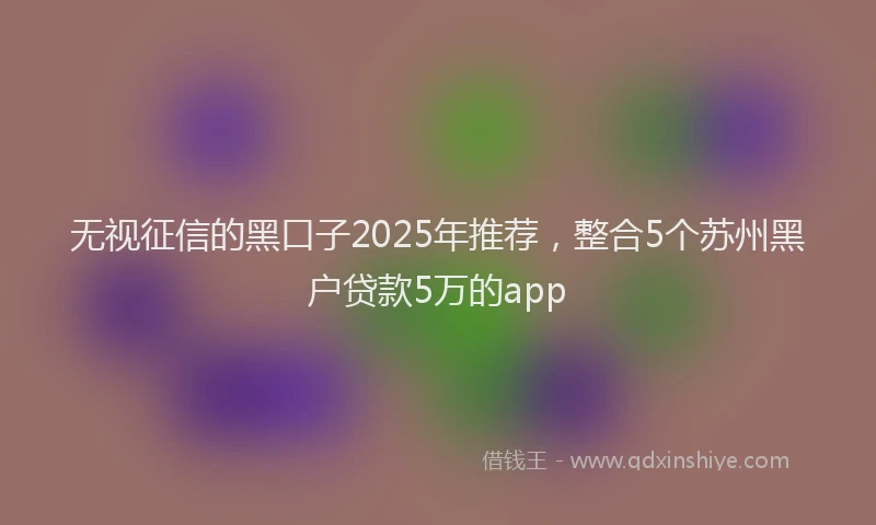 无视征信的黑口子2025年推荐，整合5个苏州黑户贷款5万的app