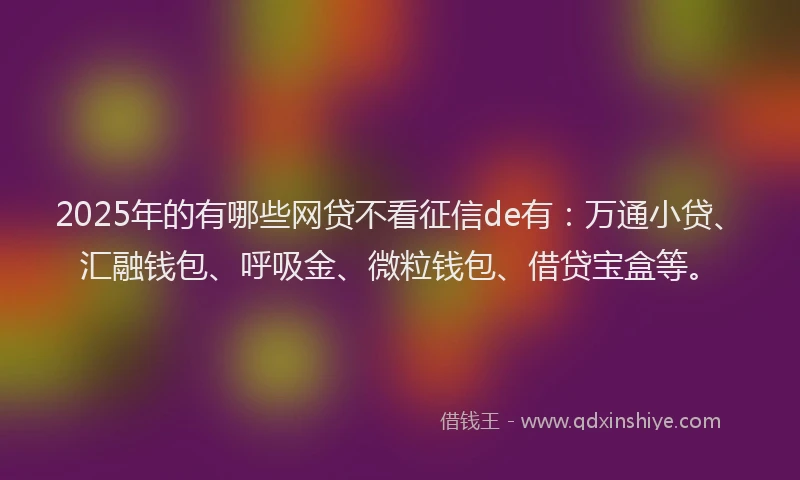 2025年的有哪些网贷不看征信de有：万通小贷、汇融钱包、呼吸金、微粒钱包、借贷宝盒等。
