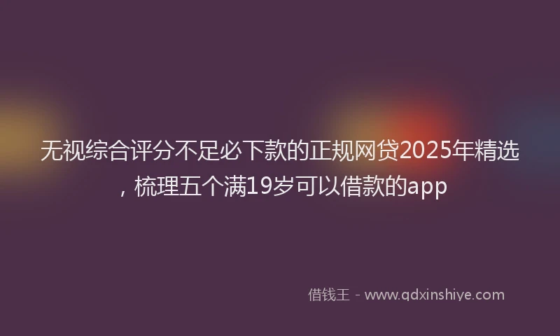 无视综合评分不足必下款的正规网贷2025年精选，梳理五个满19岁可以借款的app