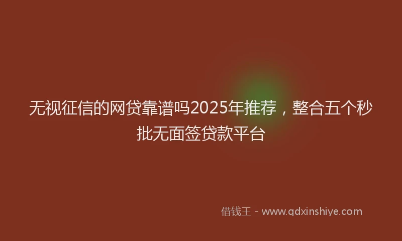 无视征信的网贷靠谱吗2025年推荐，整合五个秒批无面签贷款平台