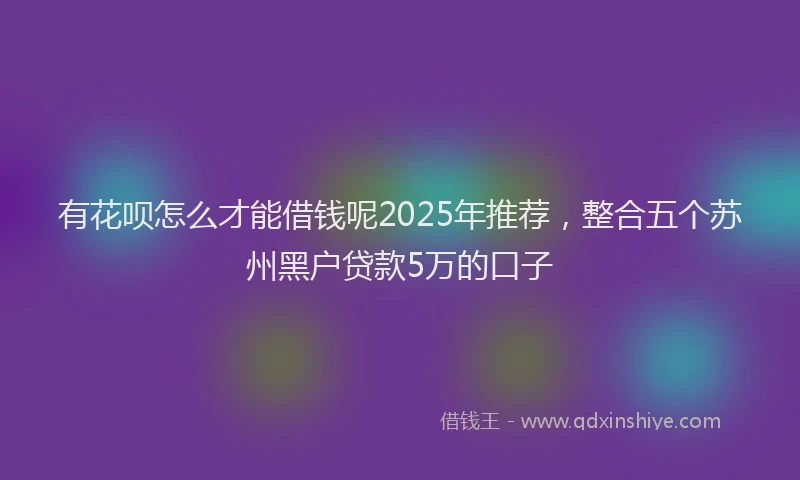 有花呗怎么才能借钱呢2025年推荐，整合五个苏州黑户贷款5万的口子