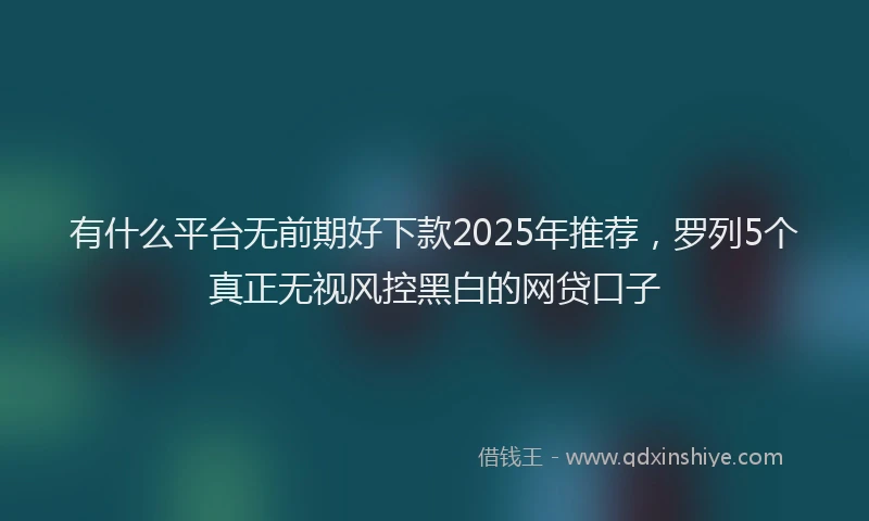 有什么平台无前期好下款2025年推荐，罗列5个真正无视风控黑白的网贷口子