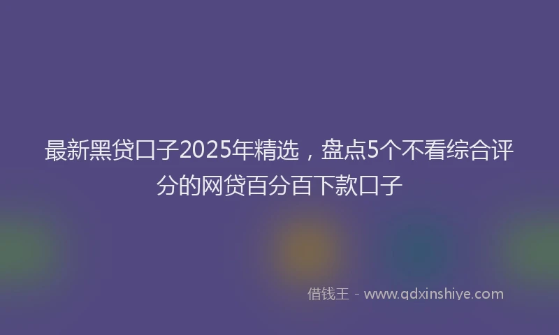 最新黑贷口子2025年精选，盘点5个不看综合评分的网贷百分百下款口子