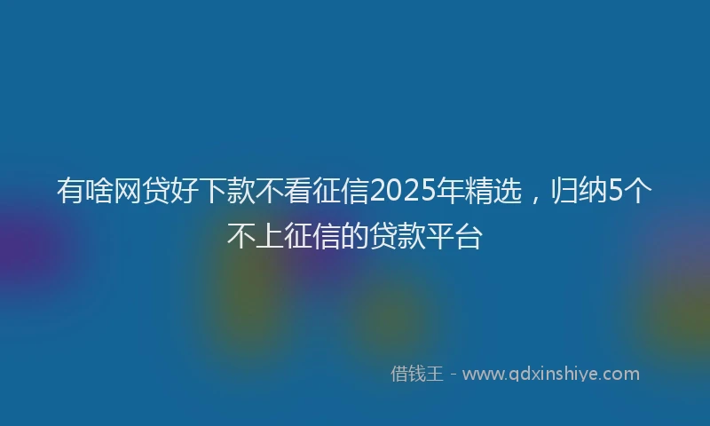有啥网贷好下款不看征信2025年精选，归纳5个不上征信的贷款平台
