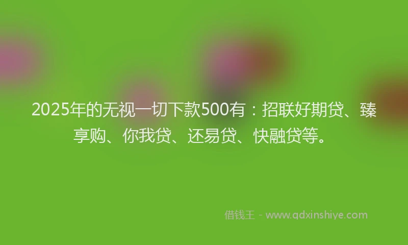 2025年的无视一切下款500有：招联好期贷、臻享购、你我贷、还易贷、快融贷等。
