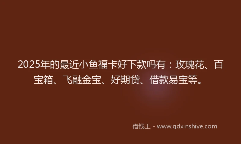 2025年的最近小鱼福卡好下款吗有：玫瑰花、百宝箱、飞融金宝、好期贷、借款易宝等。