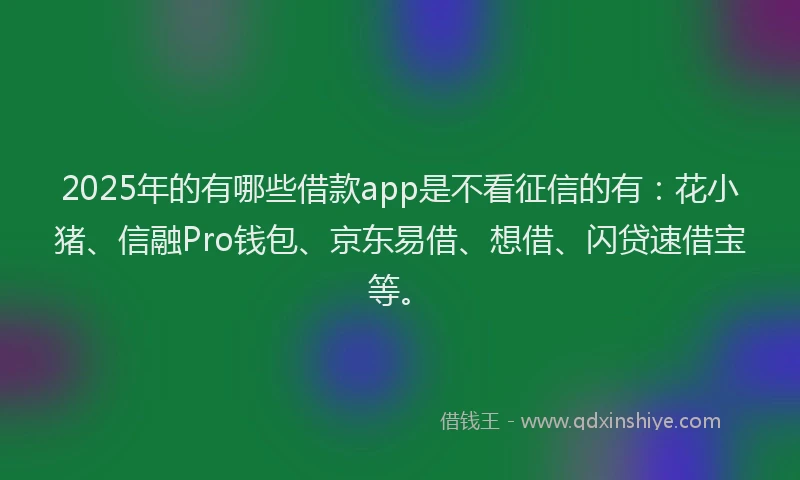 2025年的有哪些借款app是不看征信的有：花小猪、信融Pro钱包、京东易借、想借、闪贷速借宝等。