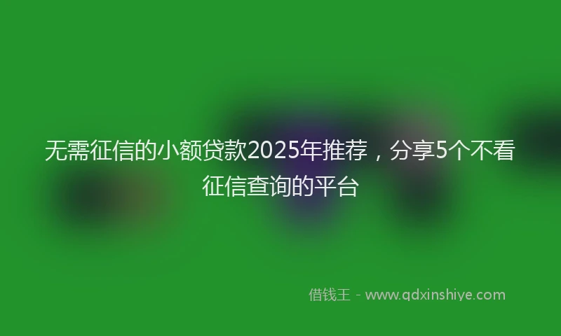 无需征信的小额贷款2025年推荐，分享5个不看征信查询的平台