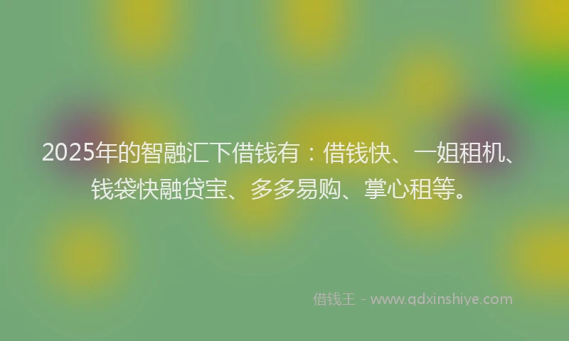 2025年的智融汇下借钱有:借钱快、一姐租机、钱袋快融贷宝、多多易购、掌心租等。