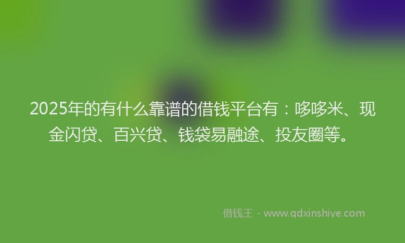 2025年的有什么靠谱的借钱平台有：哆哆米、现金闪贷、百兴贷、钱袋易融途、投友圈等。