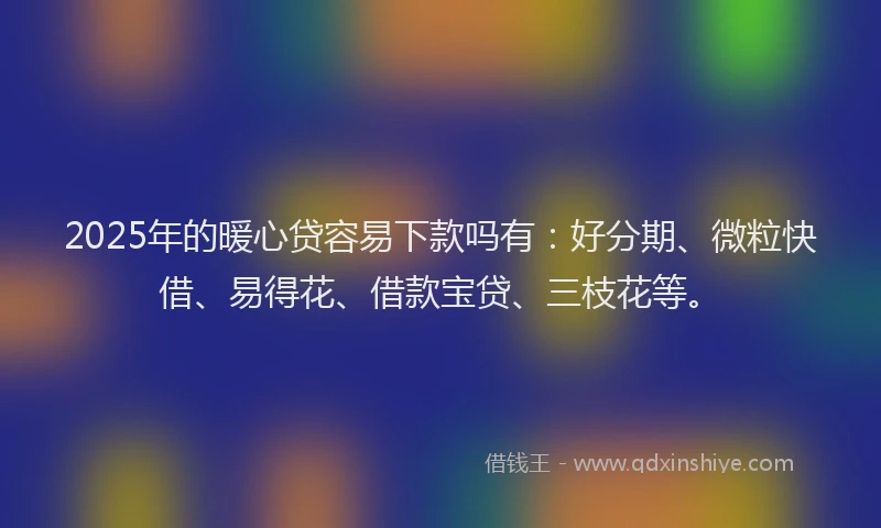 2025年的暖心贷容易下款吗有：好分期、微粒快借、易得花、借款宝贷、三枝花等。