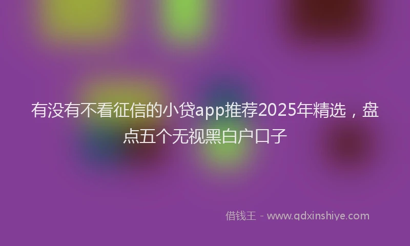 有没有不看征信的小贷app推荐2025年精选，盘点五个无视黑白户口子