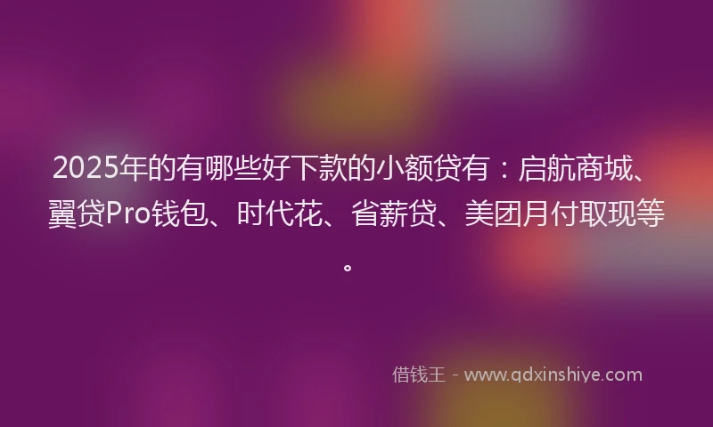 2025年的有哪些好下款的小额贷有：启航商城、翼贷Pro钱包、时代花、省薪贷、美团月付取现等。