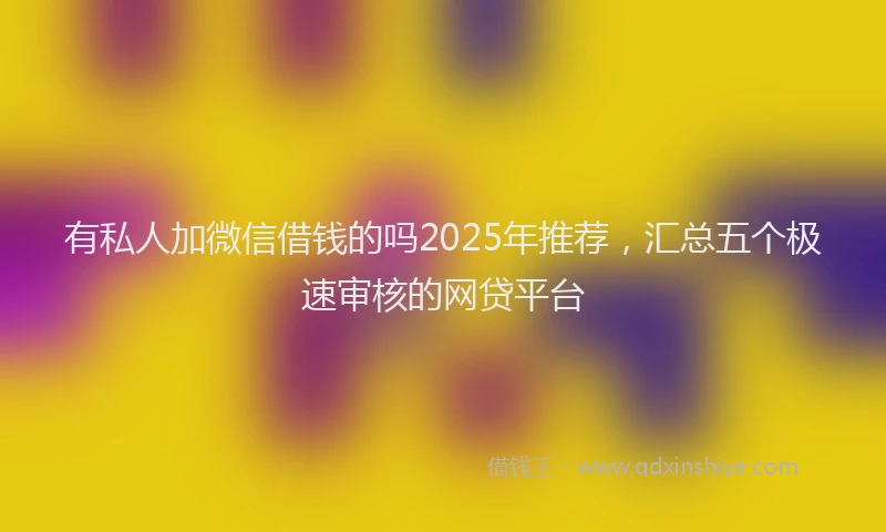 有私人加微信借钱的吗2025年推荐，汇总五个极速审核的网贷平台