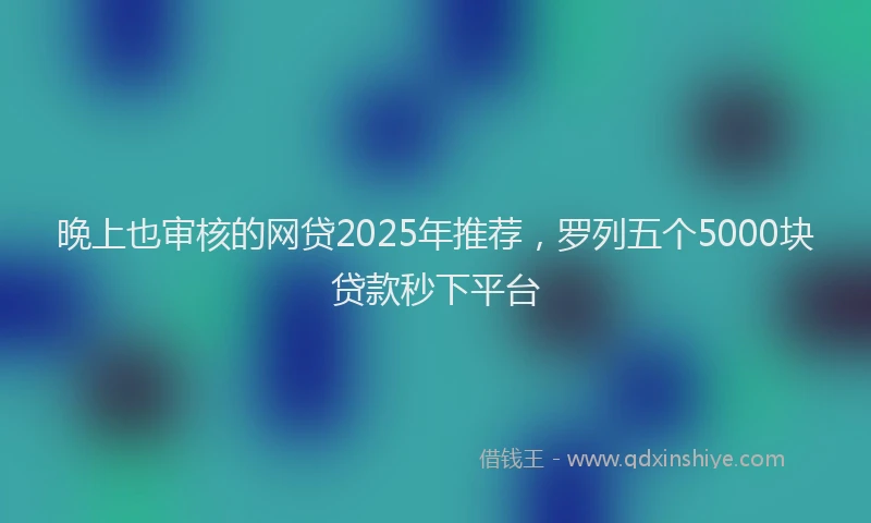 晚上也审核的网贷2025年推荐，罗列五个5000块贷款秒下平台