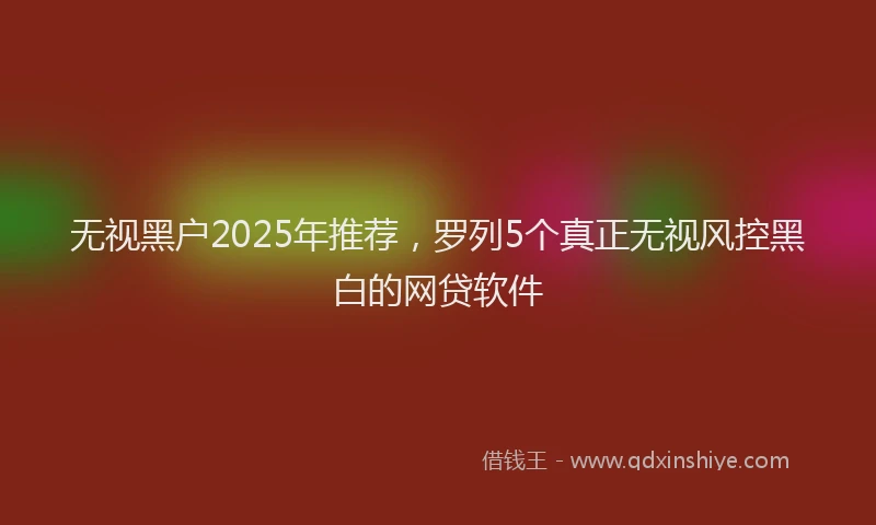 无视黑户2025年推荐，罗列5个真正无视风控黑白的网贷软件