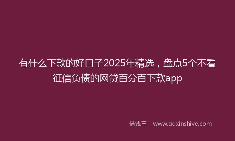 有什么下款的好口子2025年精选，盘点5个不看征信负债的网贷百分百下款app